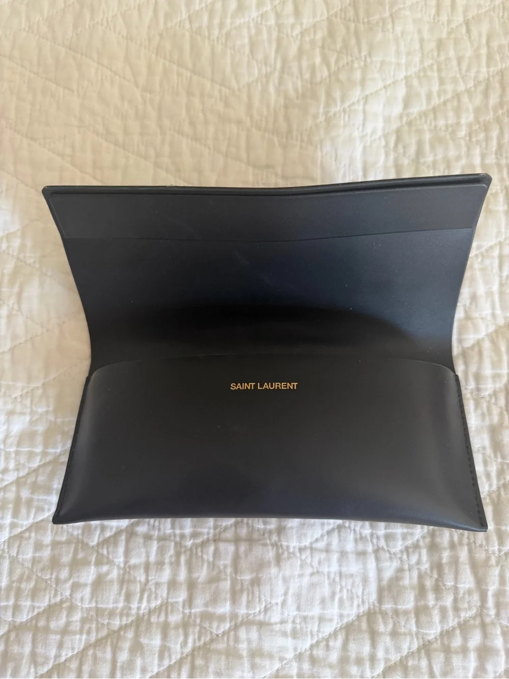 Saint Laurent Black Oversized Square Sunglasses with Gold Accents